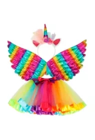 Kostium strój karnawałowy przebranie jednorożec spódnica opaska z rogiem skrzydła