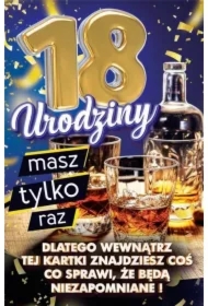 Karnet Urodziny z nakładką na butelkę 18