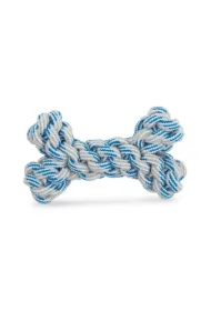 Zabawka, dla psa, sznurowa kula, biało-niebieska, 10 x 17 cm