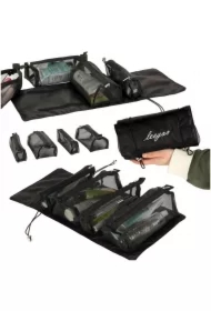 Kosmetyczka składana podróżna wypinana zwijana 4w1 duża pojemność przenośna czarna