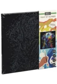 Malowanie po numerach na czarnym płótnie - Pies/lew