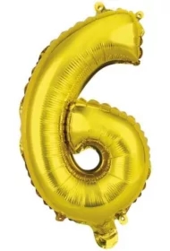 Balon foliowy mini cyfra 6 złota