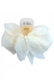Spinka do włosów tiulowa kokarda Biała SP303B
