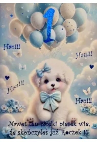 Karnet Roczek chłopiec piesek 3K