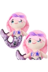 Syrenka pluszowa z ogonem w cekiny fioletowa 28cm