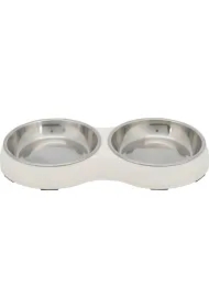 Zestaw misek, biały, melamina/stal nierdzewna, o 13 cm/27 x 3 x 14 cm