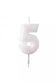 Świeczka cyferka 5 m błyszcząca