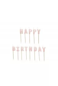 Świeczki Happy Birthday różowe 2,5cm 13 szt