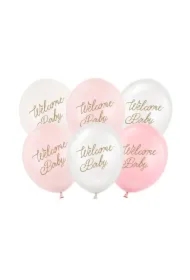 Balony Welcome Baby mix różowy 30cm