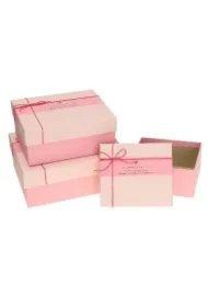 Pudełko prostokątne 3 szt różowy