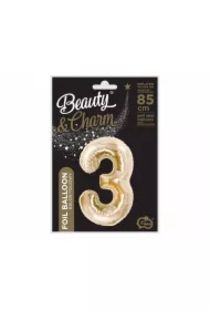 Balon foliowy B&C cyfra 3 szampański