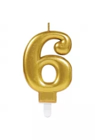 Świeczka cyferka 6 Sparkling Celebrations złota