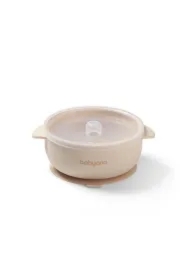 Silikonowa miseczka z przyssawką i przykrywką beżowy