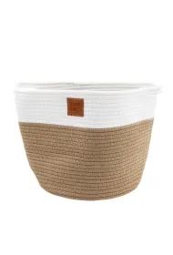 Kosz na zabawki, dla psa, biały/ beżowy, materiał sznurek bawełniany, rozmiar 25 x 25cm