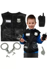 Kostium strój karnawałowy przebranie policjant kajdanki gwizdek zestaw 3-8 lat