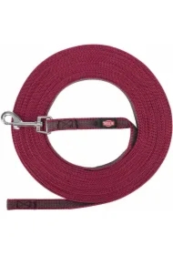 Smycz treningowa, dla psa, taśma, gumowana, bordowa, S&ndash;M: 15 m/15 mm