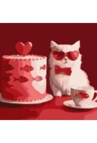 Malowania po numerach - Kot z tortem