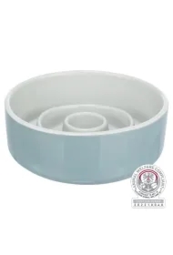 Slow Feeding, miska ceramiczna, dla psa/kota, szaro/niebieska, 17 cm, spowalniająca jedzenie