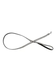 Smycz skórzana dla psa, szary/czarny, M-L, 20mm/120cm