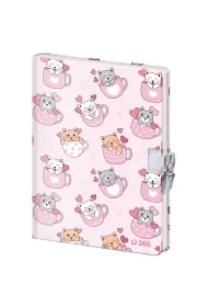 Pamiętnik z kłódką B6/60K gładki Koty