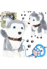 Piesek interaktywny na smyczy szczeka chodzi rusza ogonem Husky