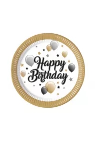 Talerzyki papierowe Happy Birthday 23cm