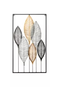 Metalowa ozdoba ścienna liście 37x65 cm