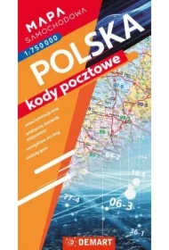 Mapa samochodowa Polski. Kody pocztowe