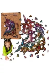 Puzzle drewniane eko 76 el. Tęczowy jednorożec A4