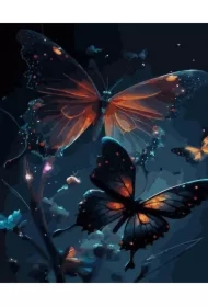 Malowanie po numerach czarne płótno - Nocne Motyle