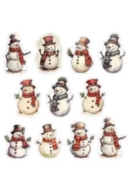 Naklejki papierowe na taśmie Bałwanki 250 szt