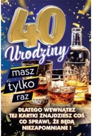 Karnet Urodziny z nakładką na butelkę 40