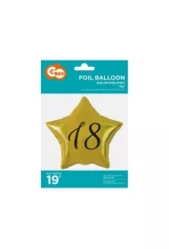 Balon foliowy 18-stka gwiazda złoty
