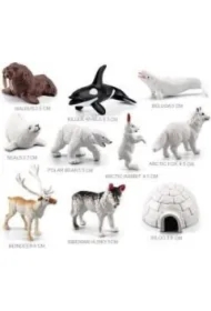 Zestaw dzikich zwierząt z domem z lodu 9 szt