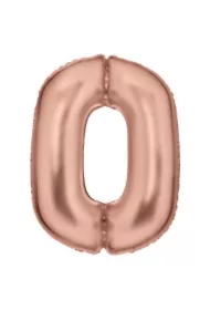 Balon foliowy cyfra 0 satynowa różowe złoto