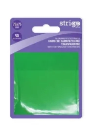 Strigo, Karteczki samoprzylepne transparentne - zielone, 50 kartek