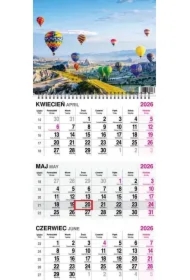 Kalendarz 2026 trójdzielny na spirali Balony