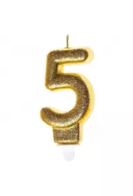 Świeczka urodzinowa 5 złoty brokat