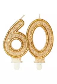 Świeczka urodzinowa 60 złoty brokat