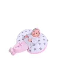 Poduszka Do Karmienia Rogal 55 X 42 Cm Szare Gwiazdki Różowa Lulando Minky