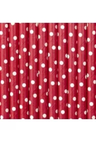 Słomki papierowe czerwony 19,5cm 10 szt