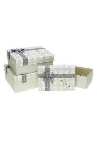 Pudełko prostokątne z kokardą 3 szt