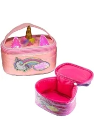 Kosmetyczka puff Jednorożec różowa