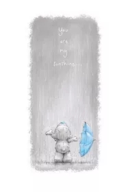 Kartka okolicznościowa Miś w deszczu z parasolem