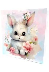 Torebka ozdobna matowa 35x37x12cm Króliczek