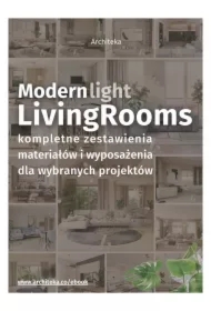 Nowoczesny pokój dzienny - przydatne rozwiązania. Katalog z zestawieniami materiałów i wyposażenia.