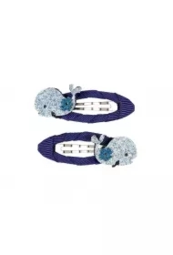 Spinki do włosów owinięte wstążką z brokatowymi wielorybami