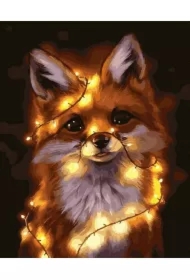 Malowanie po numerach czarne płótno - Świąteczny lisek