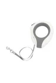 Smycz dla psa, automatyczna, okrągła, biało-szara, taśma, ładowanie USB