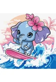 Malowanie po numerach - Lato. Słoń łapie falę Kids